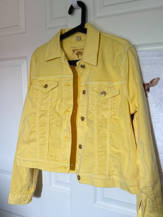 Michael Kors Jackets & Blazers - Michael Kors Yellow Denim Jean Jacket Women's L 97% Cotton Like New Bright Bold